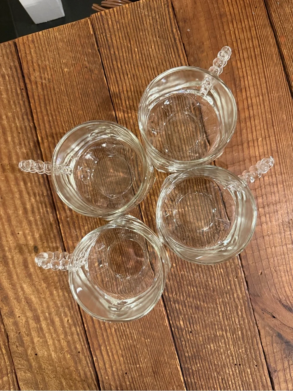 (4) vintage Hazel Atlas clear glass punch or snack cups